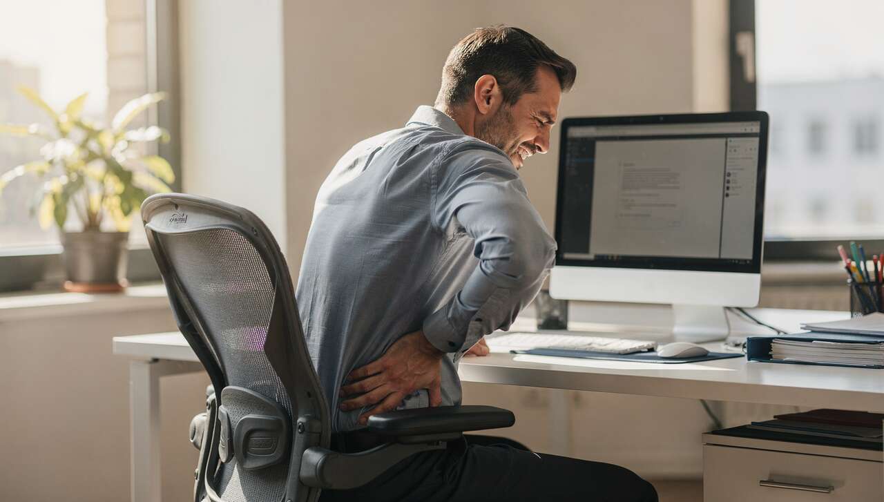 Rückenschmerzen im Büro: AGR-Experten zeigen die eine Übung, die sofort Entlastung bringt