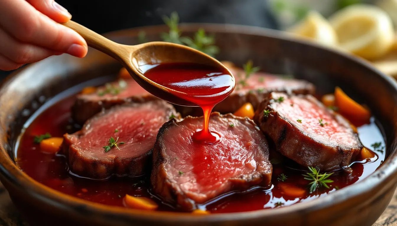 Sauerbraten einlegen: Alexander Herrmann nimmt statt Essig diesen einen Rotwein aus Franken