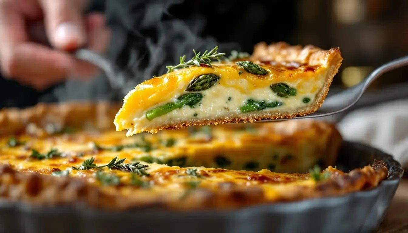 Spargel-Quiche mit Ziegenkäse und Thymian, nur 6 Zutaten – fertig in 40 Minuten