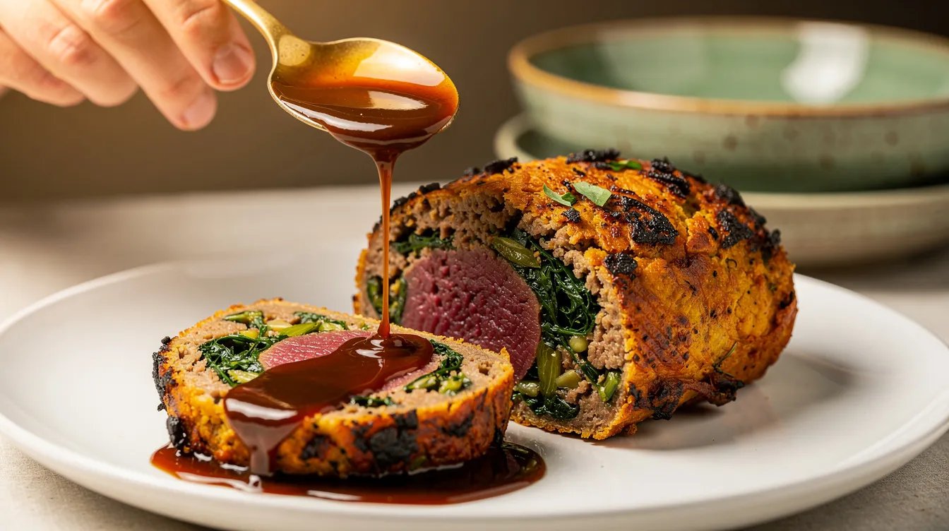 Rezept: Bärlauch-Hackbraten mit feinem Pilzrahm-Sößchen