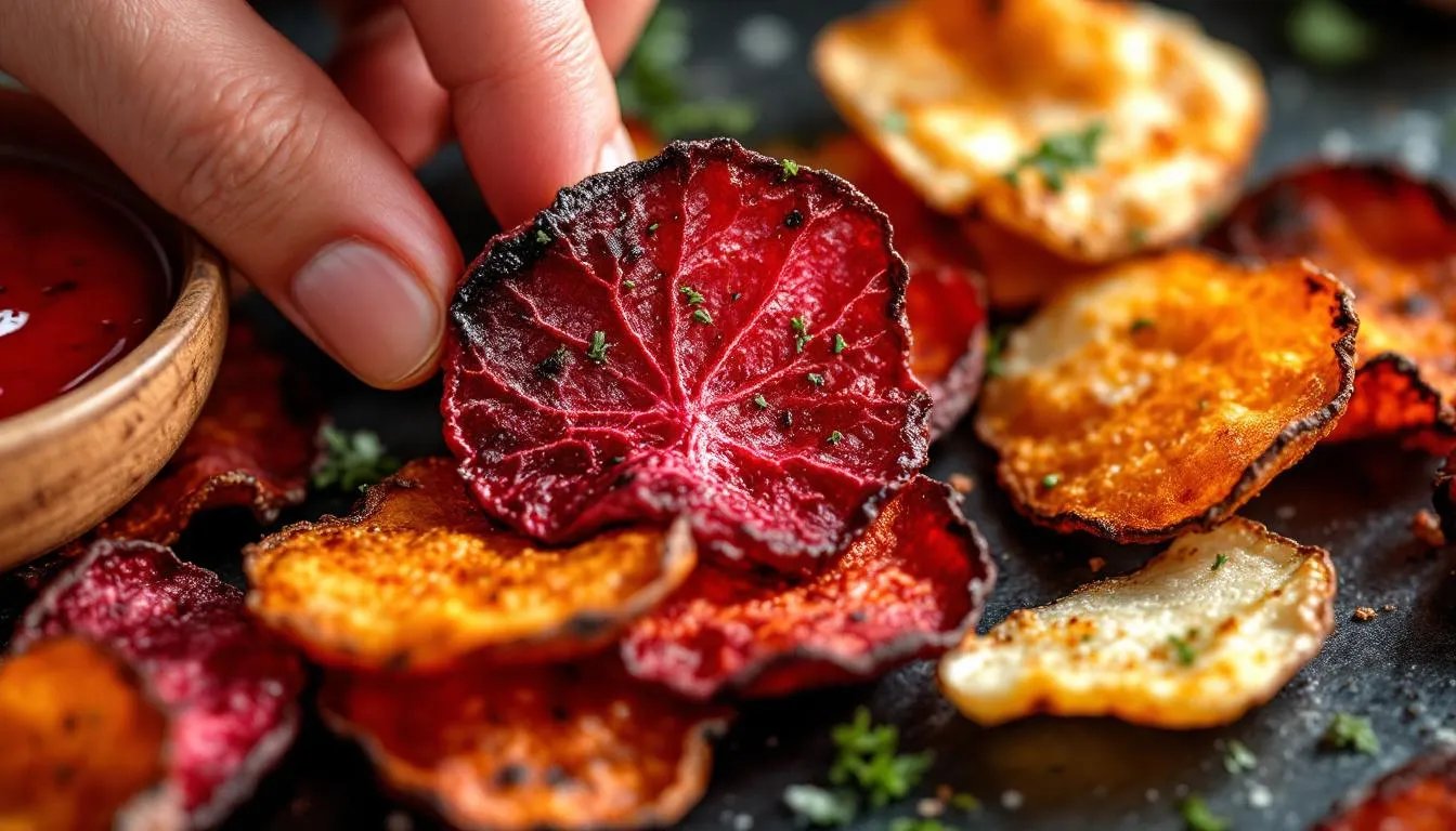 Airfryer-Gemüsechips aus Roter Bete, Süßkartoffel und Pastinake in nur 10 Minuten!