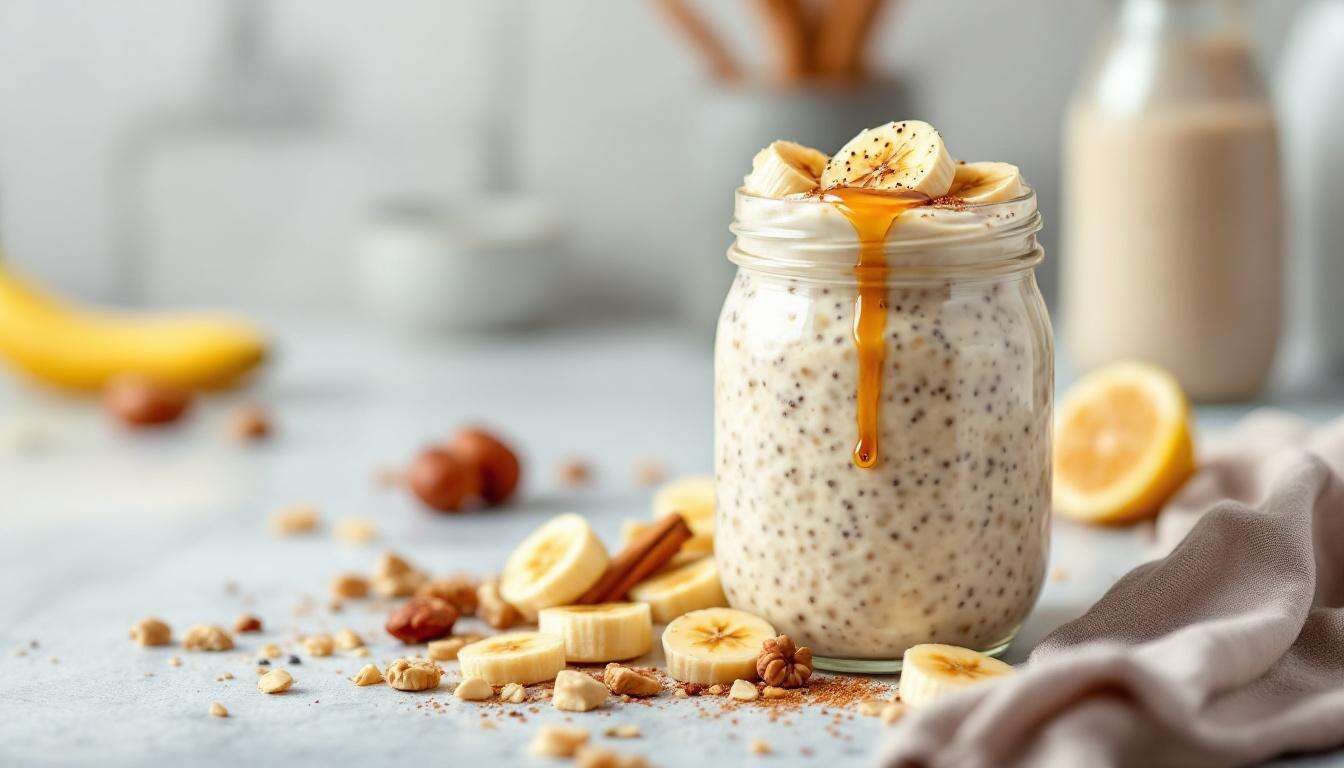 Overnight Oats mit Banane: gesundes, cremiges Frühstück aus dem Kühlschrank
