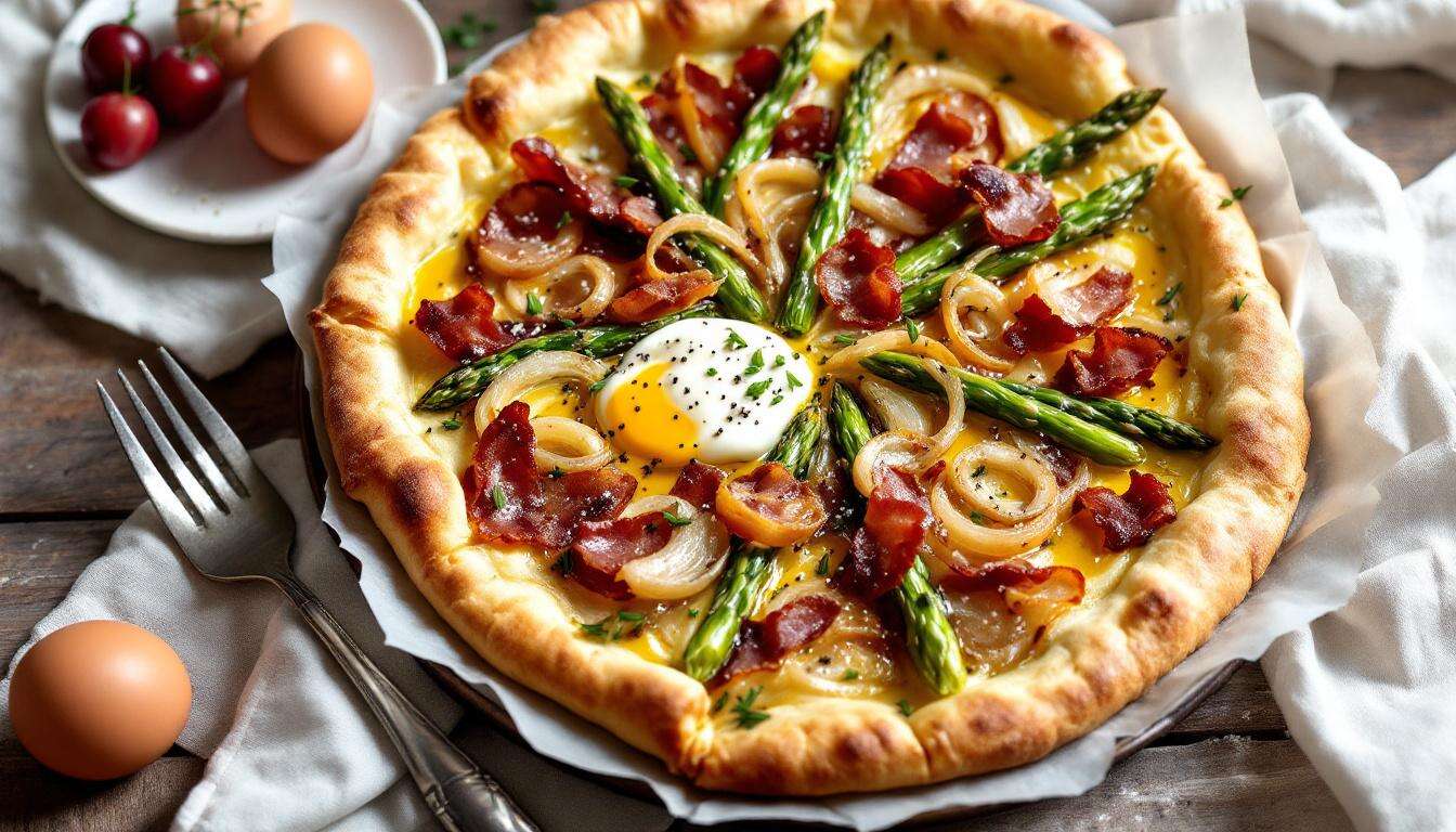 Spargel-Flammkuchen aus dem Airfryer: 8 Minuten bei 190 Grad reichen für ein perfektes Ergebnis