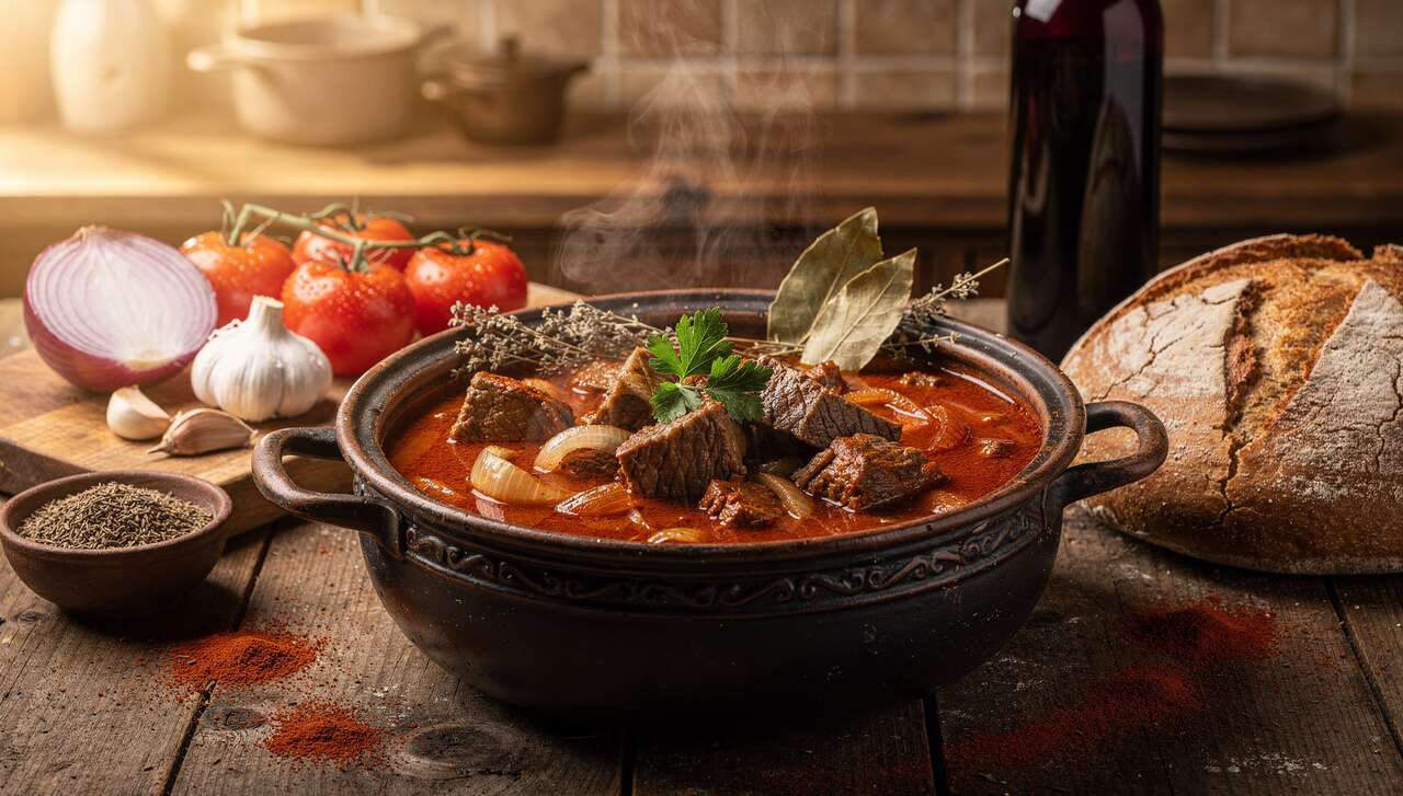 Gulasch nach ungarischer Art: Nach 3 Stunden Schmoren schmeckt er am besten