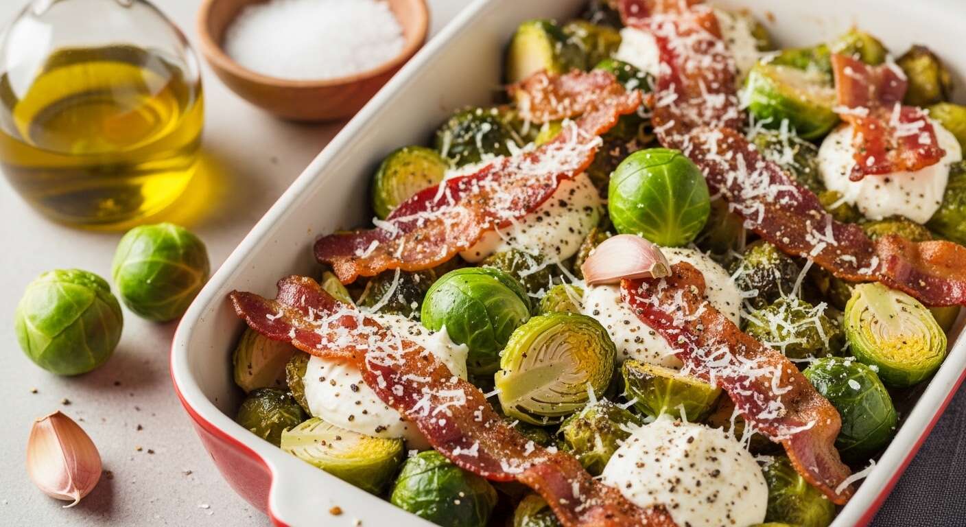 Köstlicher Genuss: Rosenkohl-Auflauf mit Crème fraîche und Bacon