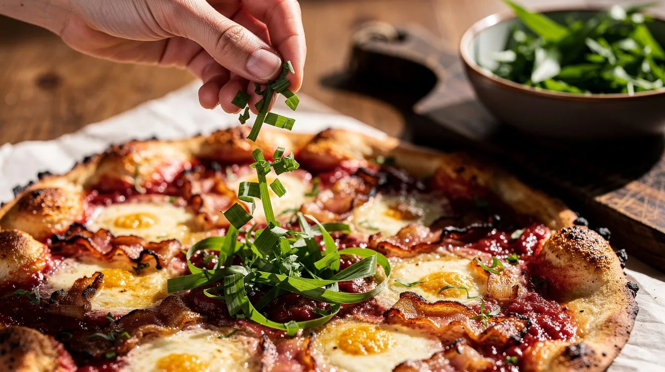 Flammkuchen mit Bärlauch: Warum der Teig nur 2 Minuten geknetet werden darf