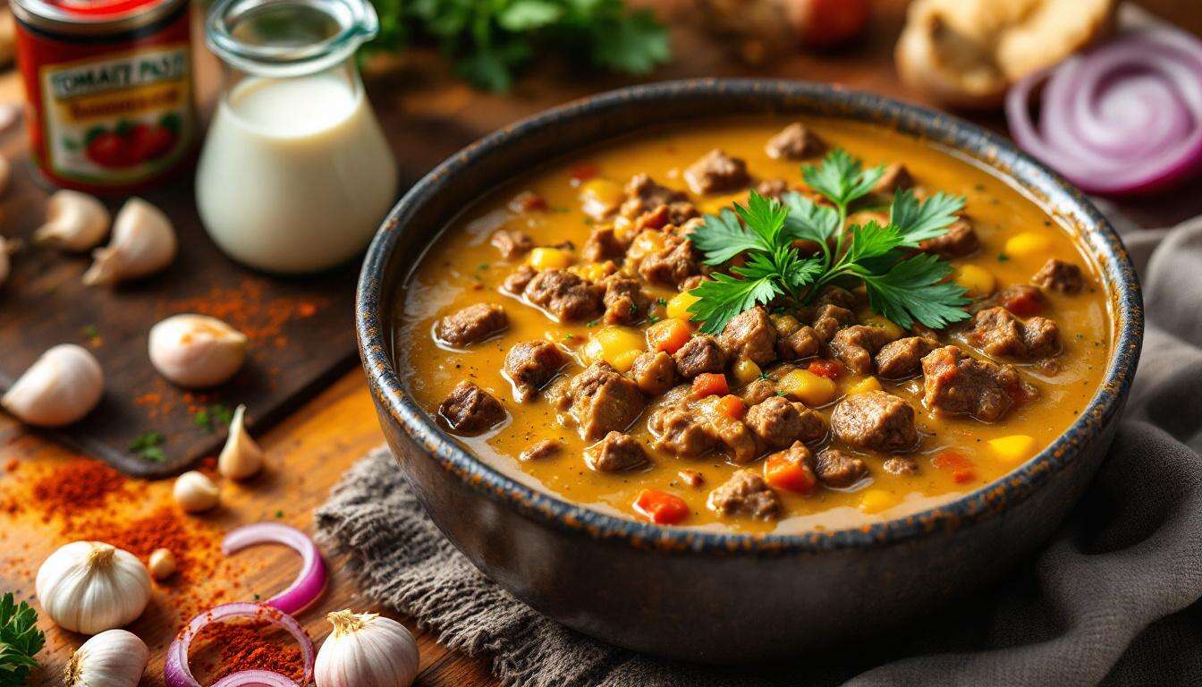 Schnelles Schlemmergericht: cremige Friss-dich-dumm-Suppe mit Hackfleisch-Sahne-Soße