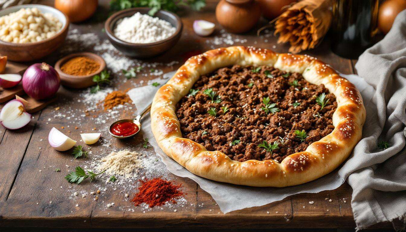 Türkische Pide: Gebackenes Fladenbrot mit Hackfleisch