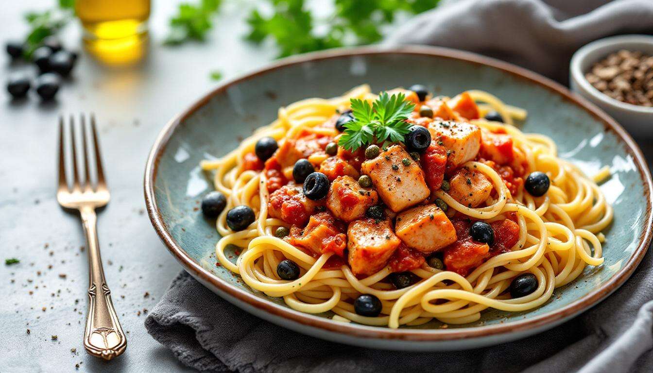 Thunfischbolognese mit Oliven &amp; Kapern – schnelle Pasta mit mediterranem Geschmack