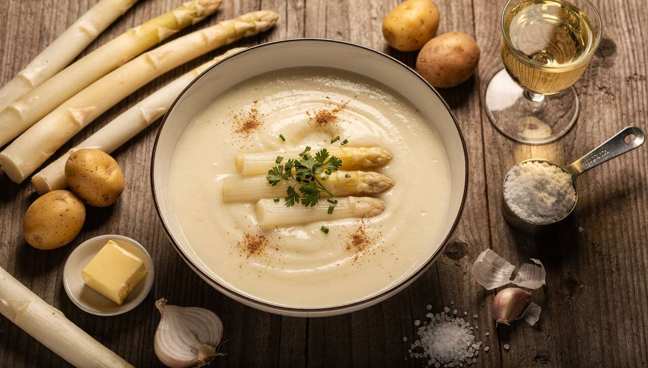 Spargelcremesuppe: Profiköche verraten, warum die Schale mitgekocht werden sollte