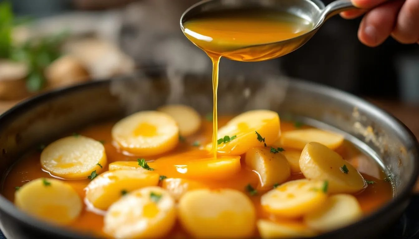 Kartoffelsalat wie bei Tim Mälzer, warum er die Brühe warm über die Scheiben gießt