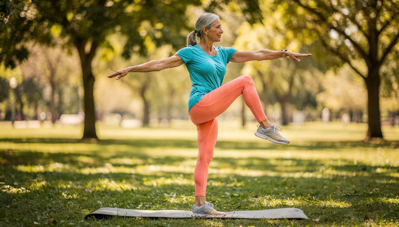 Pilates ab 60 im Stehen, diese 4 übungen stärken rücken und core laut physiotherapeuten gleichzeitig
