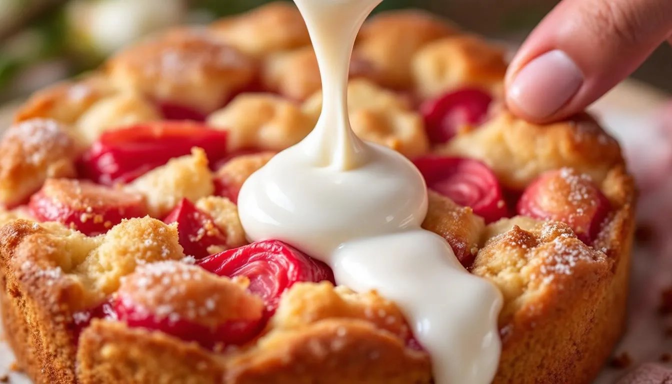 Rhabarberkuchen vom Blech, dieses Rezept der DGE überrascht mit weniger Zucker