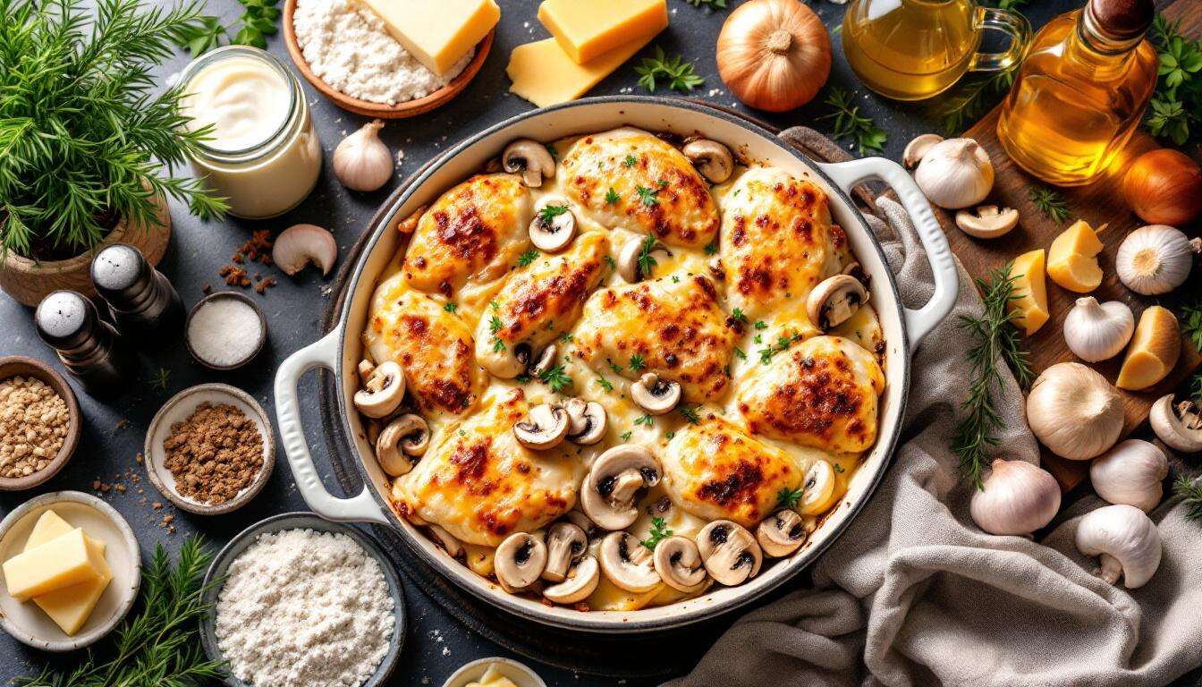 Ideal für den Abend: Hähnchen-Champignon-Gratin