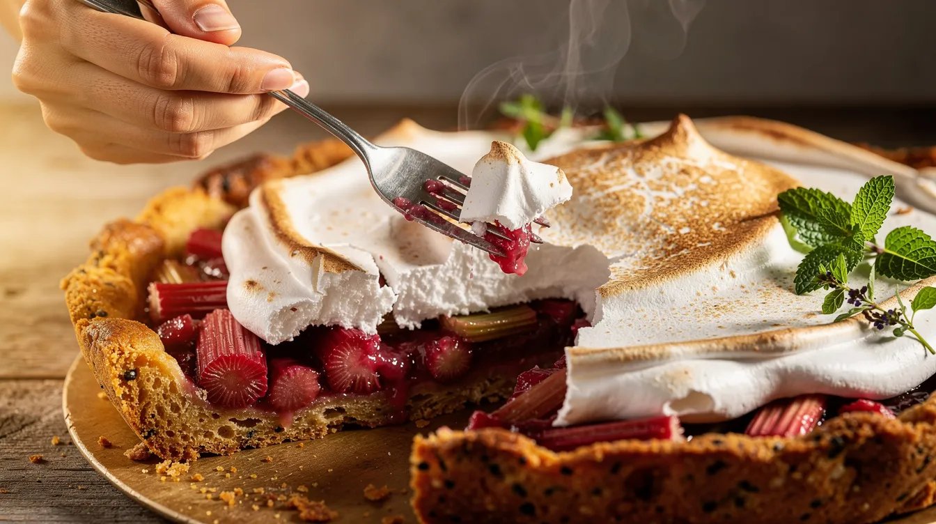 Rhabarberkuchen mit Baiser: Warum Profiköche den Rhabarber vorher kurz marinieren