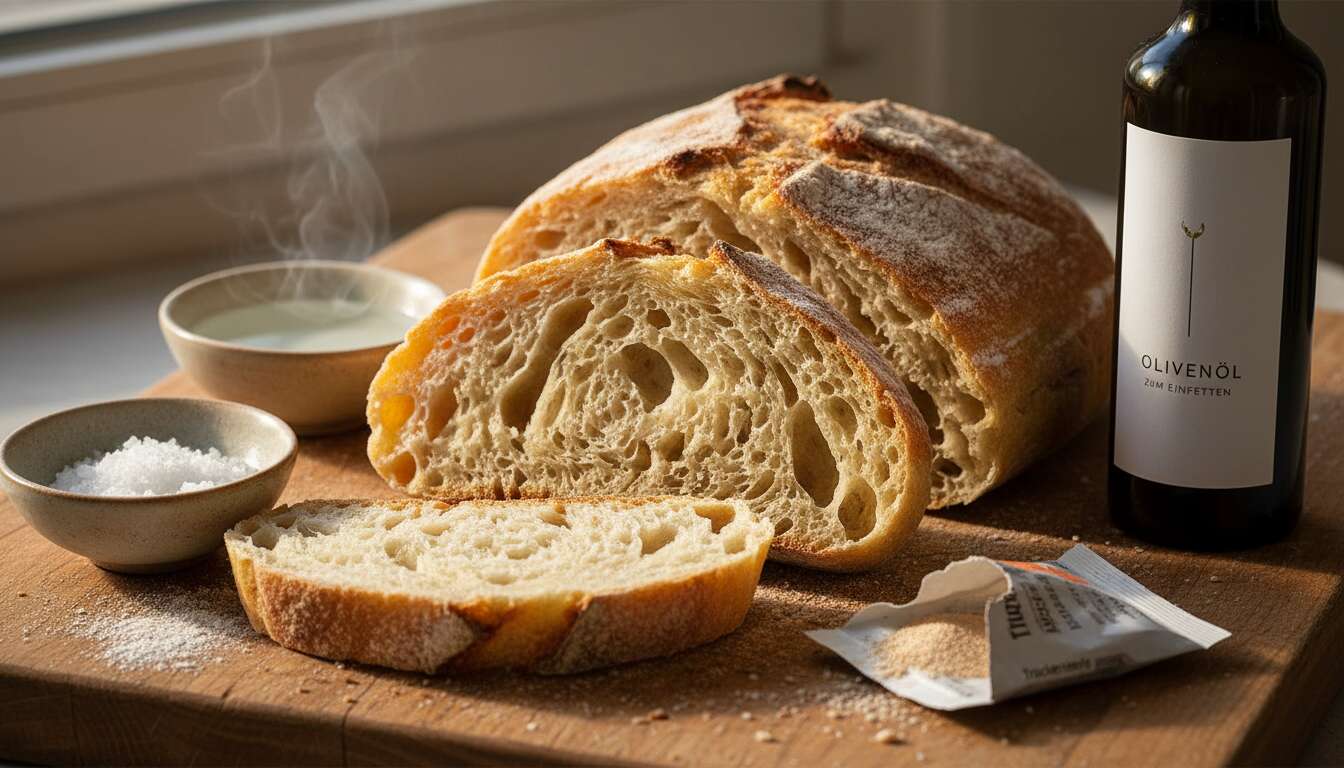 Ciabatta ohne Kneten: Der 24-Stunden-Teig, der nur Mehl, Wasser, Salz und Hefe braucht