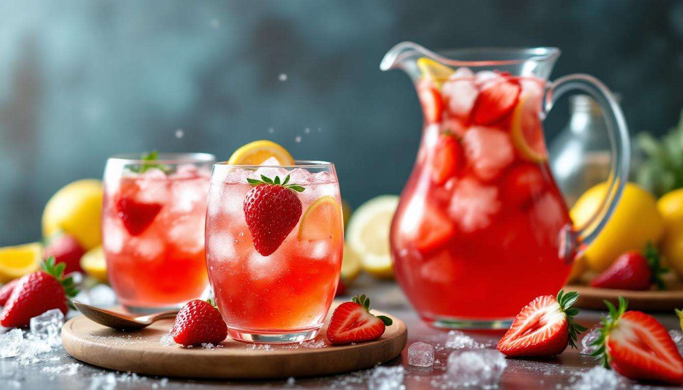 Erdbeerbowle für den 1. Mai, dieses Rezept mit Holunderblütensirup kostet unter 10 Euro