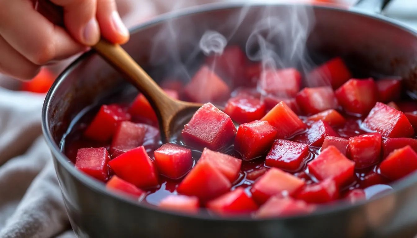 Rhabarberkompott ohne Zucker: Dieses Rezept nutzt nur Datteln als Süßungsmittel!