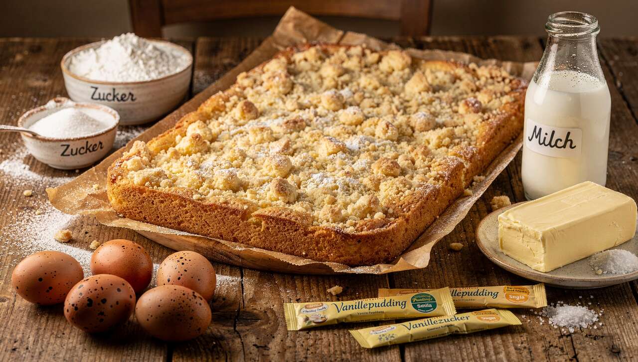 Schneller Puddingkuchen mit Streusel: Macht sogar Omas Klassiker Konkurrenz