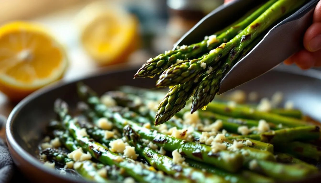 Grüner Spargel vom Grill, mit Zitrone und Parmesan – warum die Marinade alles entscheidet