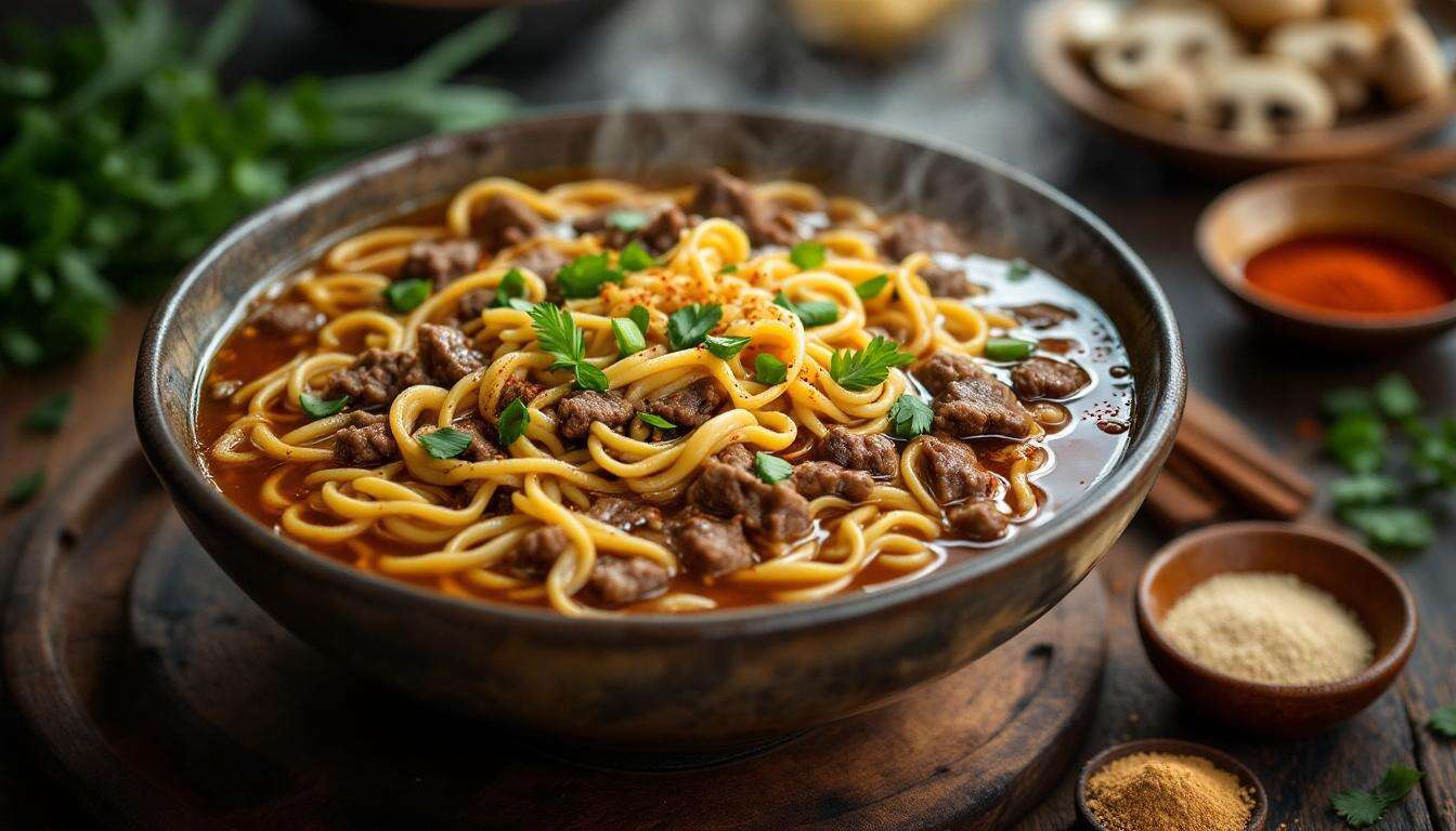 Asiatische Nudelsuppe mit Hack: Wärmend und in 25 Minuten servierfertig