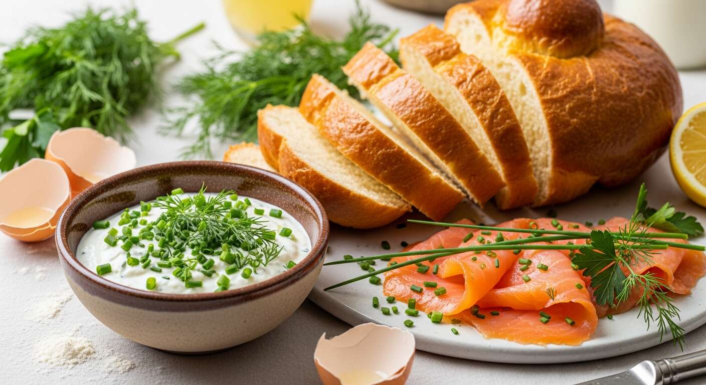 Das perfekte Osterfrühstück: Brioche, Lachs und selbstgemachter Kräuterquark