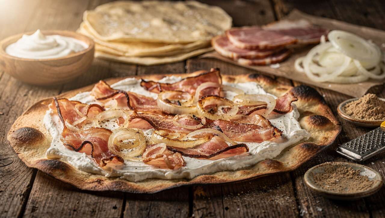 Flammkuchen vom Grill, knusprig und rauchig – mit nur 5 Zutaten