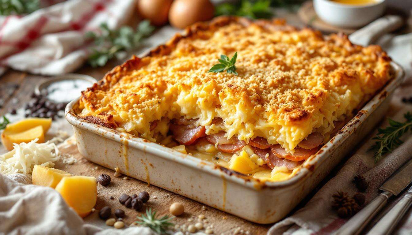 Sauerkrautauflauf ist ein rustikaler Klassiker in praktischer Auflaufform