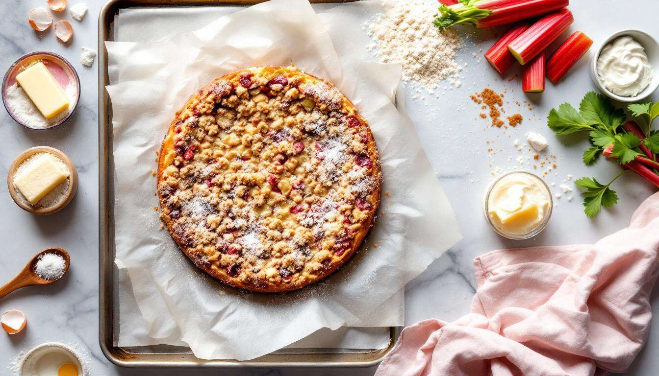 Rhabarber-Streuselkuchen vom Blech: Warum gefrorene Butter das Geheimnis knuspriger Streusel ist