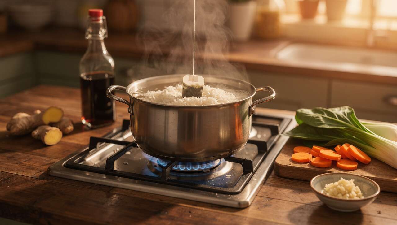 Wenn Sie beim Kochen von Reis einen Teebeutel mitkochen, bekommt die Beilage ein feines Aroma, das hervorragend zu asiatischen Speisen passt
