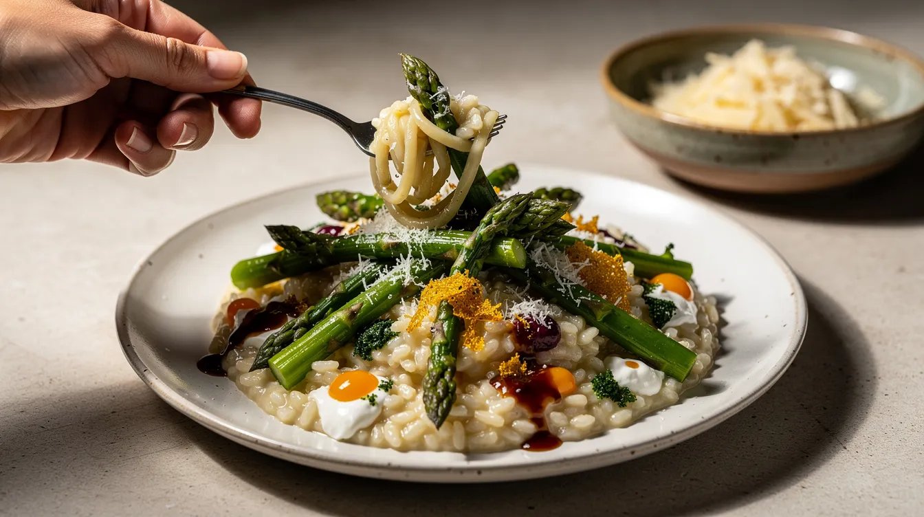 Spargel-Risotto: Warum italienische Köche den Spargelsud als Brühe verwenden