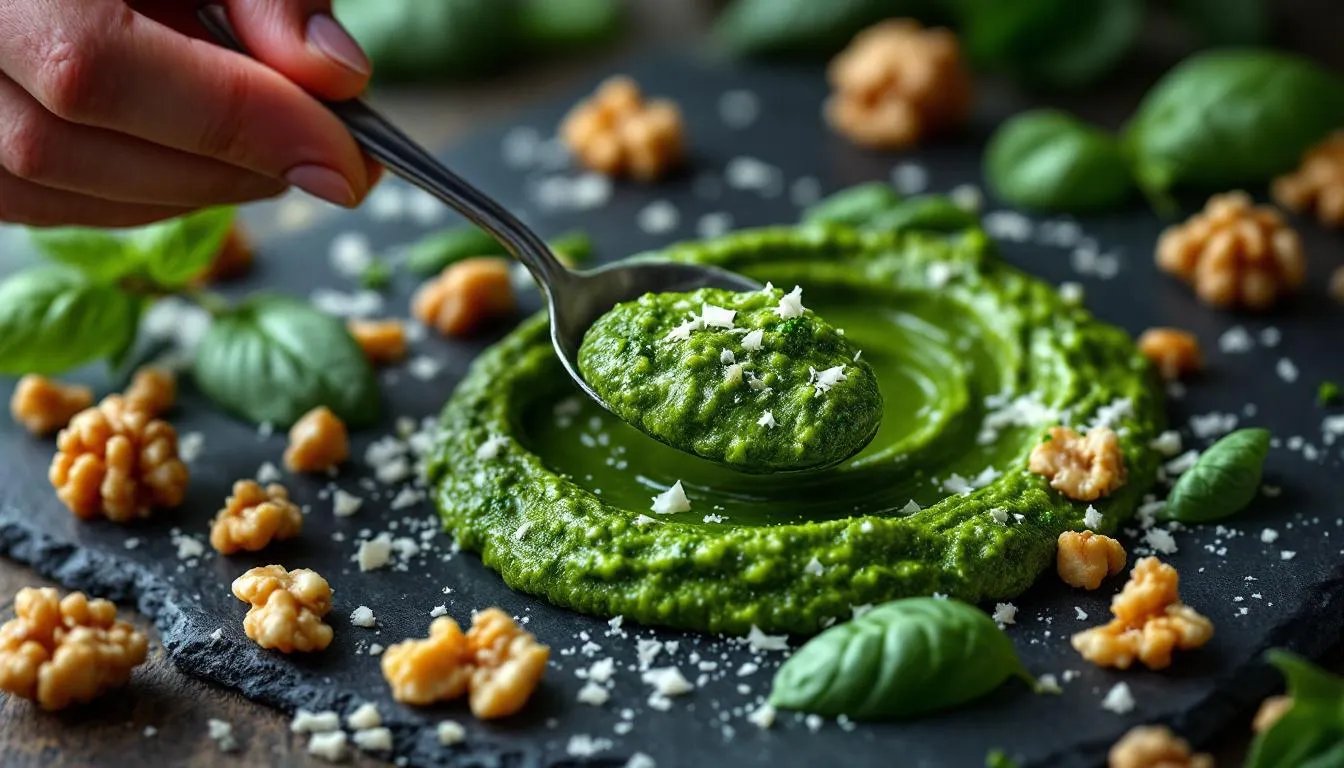 Bärlauch-Pesto mit Walnüssen, das im Glas bis zu 4 Wochen haltbar bleibt