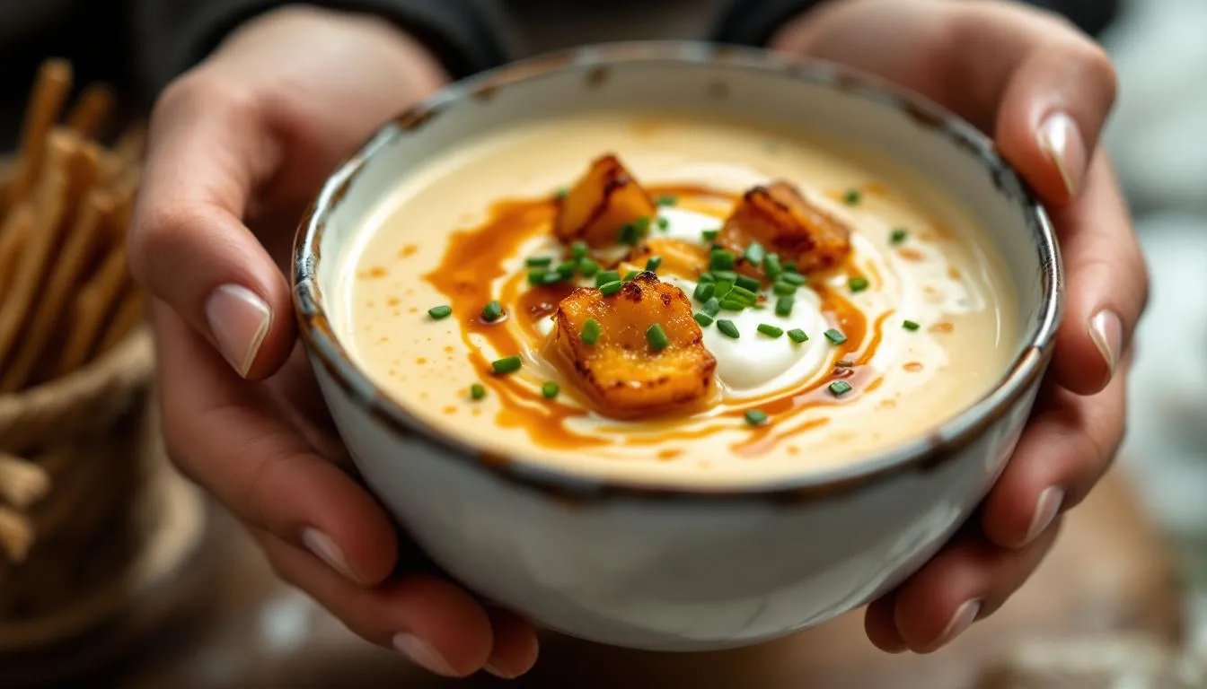Cremig-leckeres Rezept: Käse-Lauch-Suppe mit (veganem) Hack