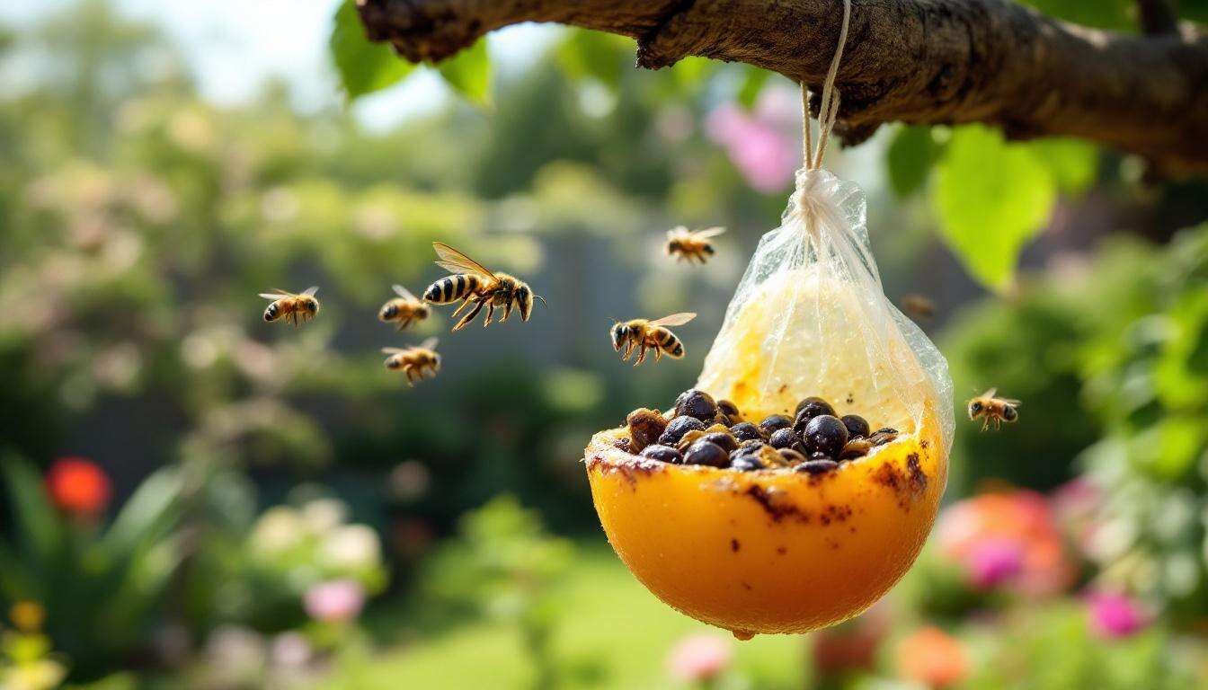 Diese fermentierte Frucht im Fallenstecker lockt Hornissenkö­niginnen an, ohne Bienen zu gefährden