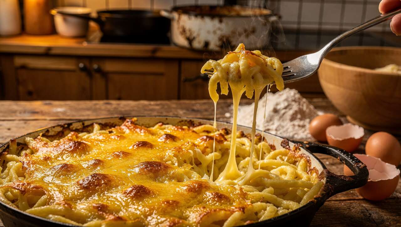 Käsespätzle überbacken: Warum Bergkäse laut Allgäuer Sennern ab 200 Grad die besten Fäden zieht