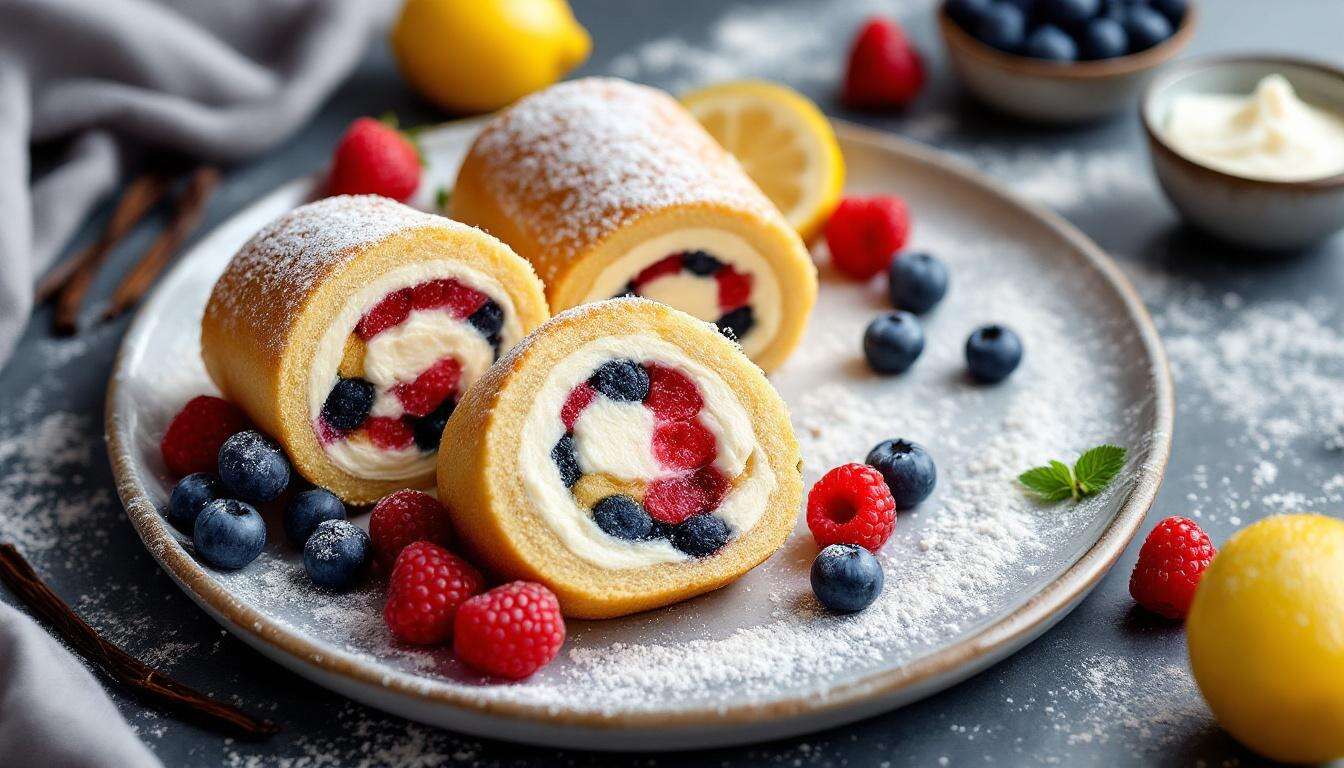 Mini-Biskuitrolle zum Abnehmen: Fruchtige Low-Carb-Kuchenschnitten – ohne Zucker