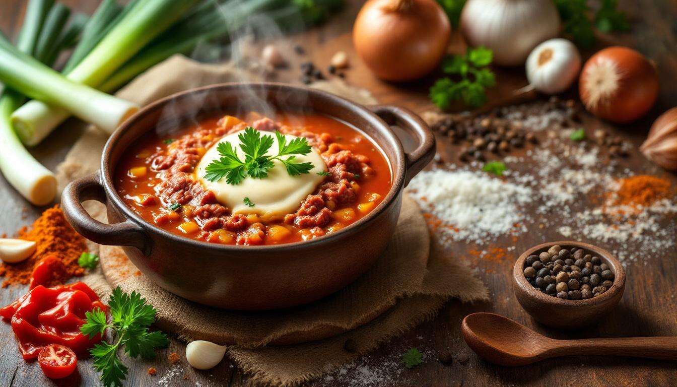 Hackfleisch-Lauch-Suppe mit Mozzarella: in 20 Minuten würzig und angenehm cremig