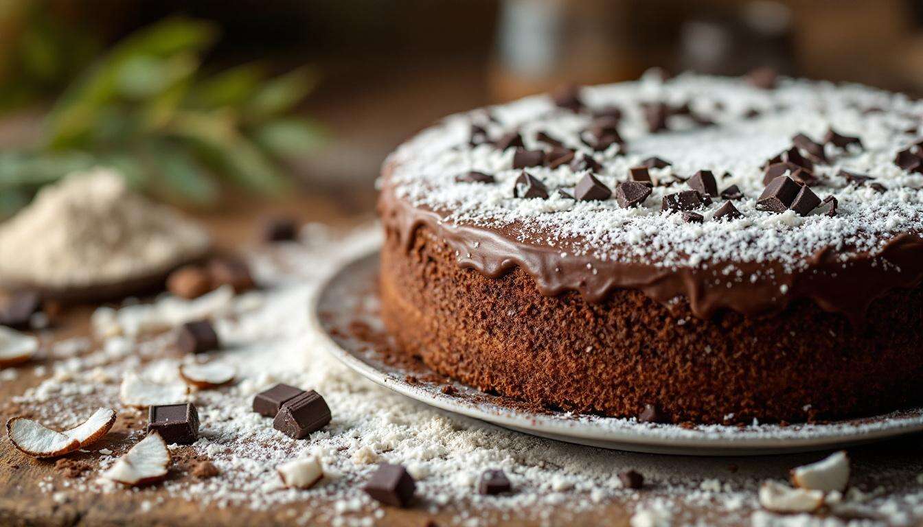 Schoko-Kokos-Kuchen: er begeistert alle schokoladig-süß mit cremigem Kokoskern