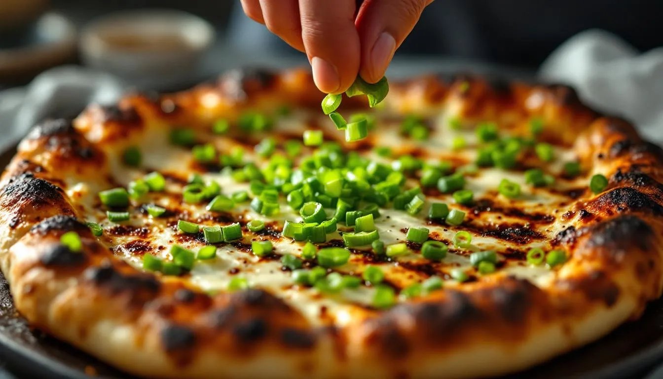Flammkuchen auf dem Grill, mit Schmand und Frühlingszwiebeln – die Grillsaison startet jetzt