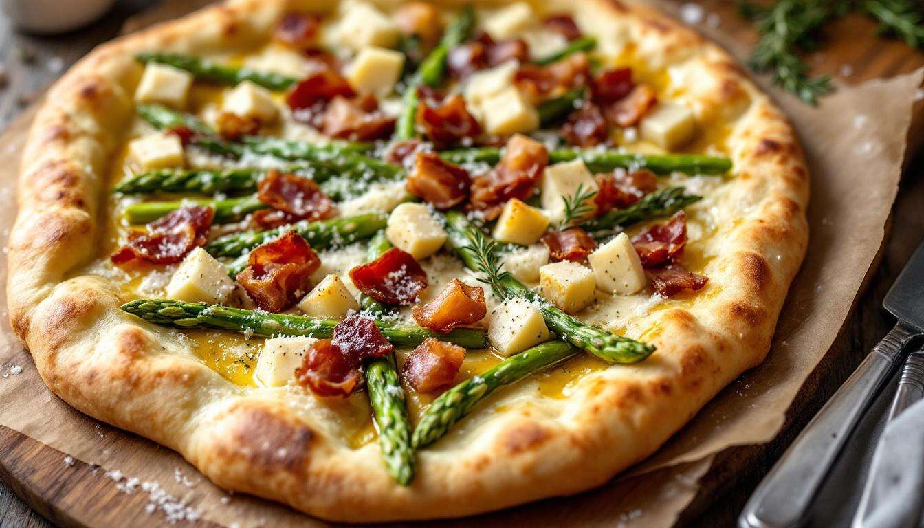 Spargel-Flammkuchen aus dem Airfryer in 8 minuten bei 190 grad – perfekt zum feierabend