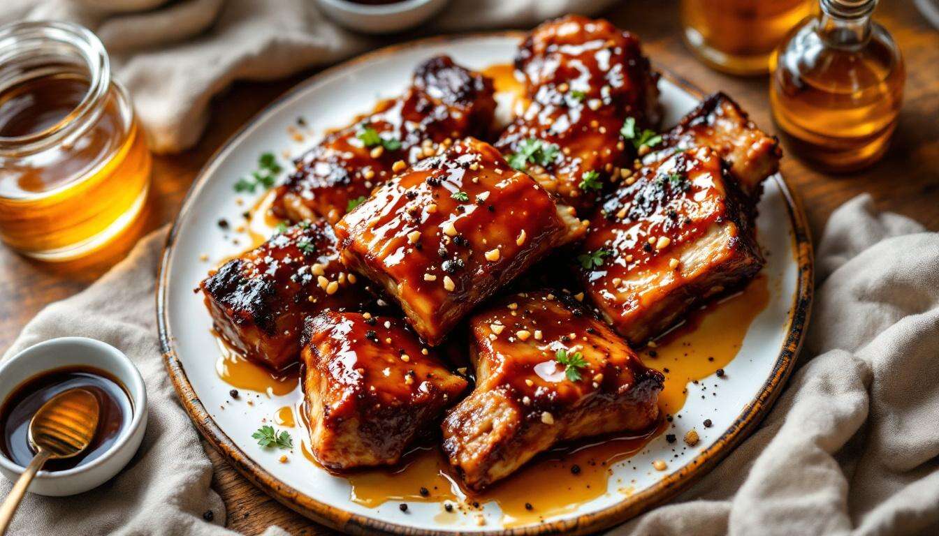 Zarte Spareribs aus dem Ofen: mit würziger Honig-Knoblauch-Marinade
